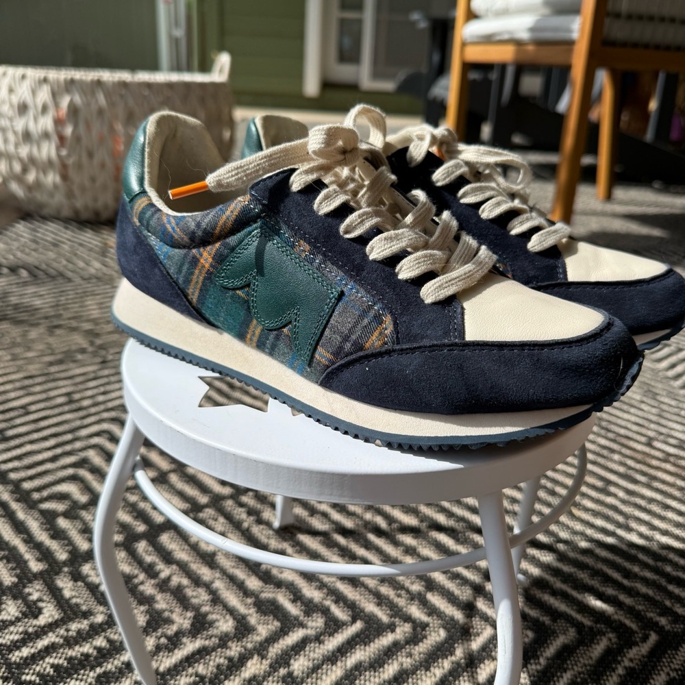 Birdies Navy, Cream & Green Plaid Sneakers